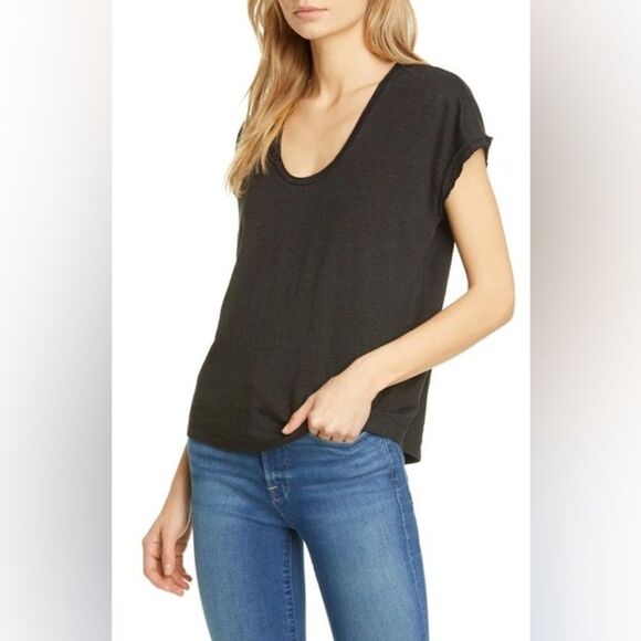 FRAME Easy Scoop Linen Top - Picture 1 of 4